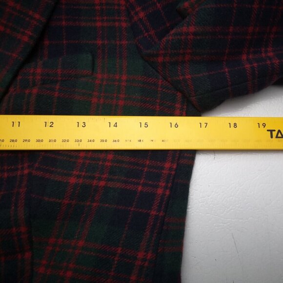 J. Crew Ladies Size 00 Navy Green Red Plaid Lined Wool Blend Blazer - Picture 9 of 12